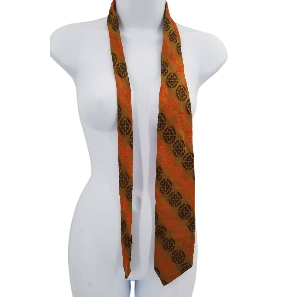 Ties Plus Mens Accessory Shops Vintage Neck Tie 54" Brown Orange funky geometric